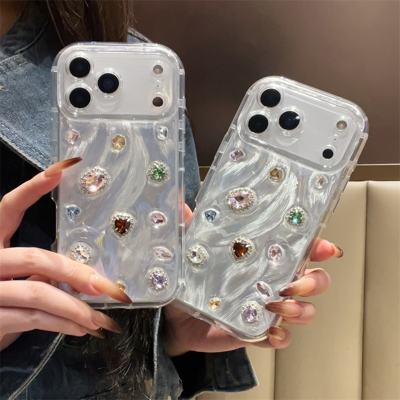 Phone Cases Korean - Korean Color Gemstones Resin Cute Phone