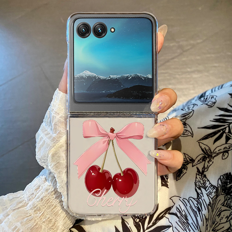 Phone Cases For Motorola - Pink Cherry Bowknot Printed Phone Case