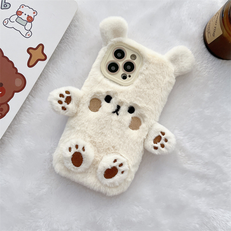 Korean 3D Cartoon Bear Fluffy  - đánh giá và giá Phone Cases Iphone 16 Pro Max