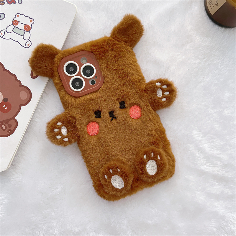Korean 3D Cartoon Bear Fluffy  - đánh giá và giá Phone Cases Iphone 16 Pro Max