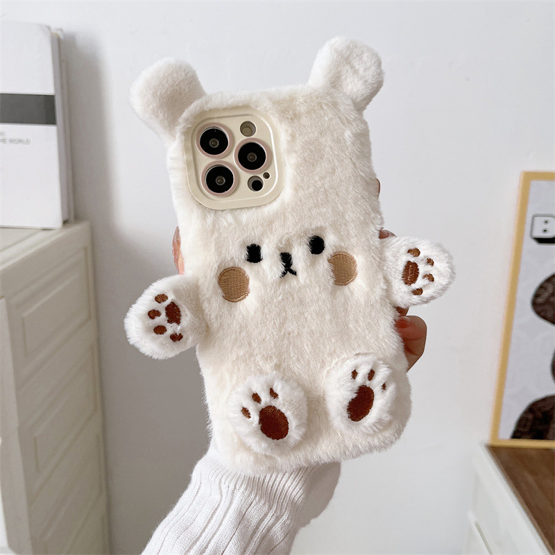 Korean 3D Cartoon Bear Fluffy  - đánh giá và giá Phone Cases Iphone 16 Pro Max
