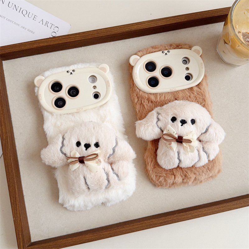 3D Cartoon Bowknot Puppy Warm  - đánh giá và giá Phone Cases Iphone 16 Pro Max
