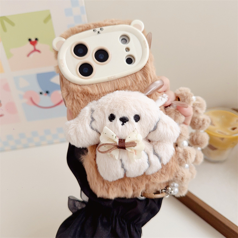 3D Cartoon Bowknot Puppy Warm  - đánh giá và giá Phone Cases Iphone 16 Pro Max