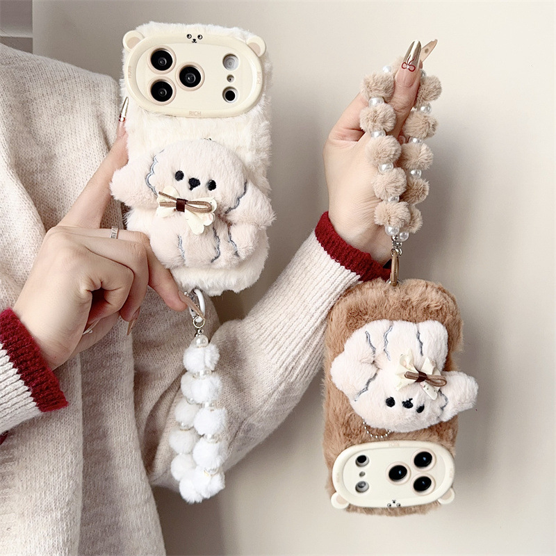 3D Cartoon Bowknot Puppy Warm  - đánh giá và giá Phone Cases Iphone 16 Pro Max