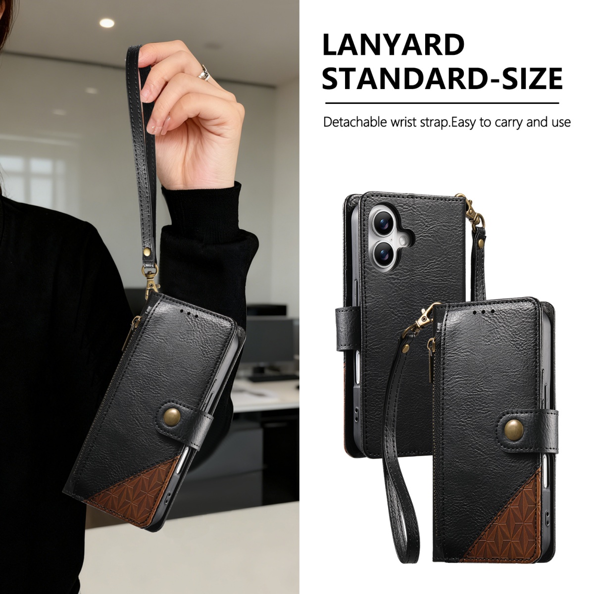 PU Leather Zipper Wrist Strap  - đánh giá và giá Phone Cases With Wallet