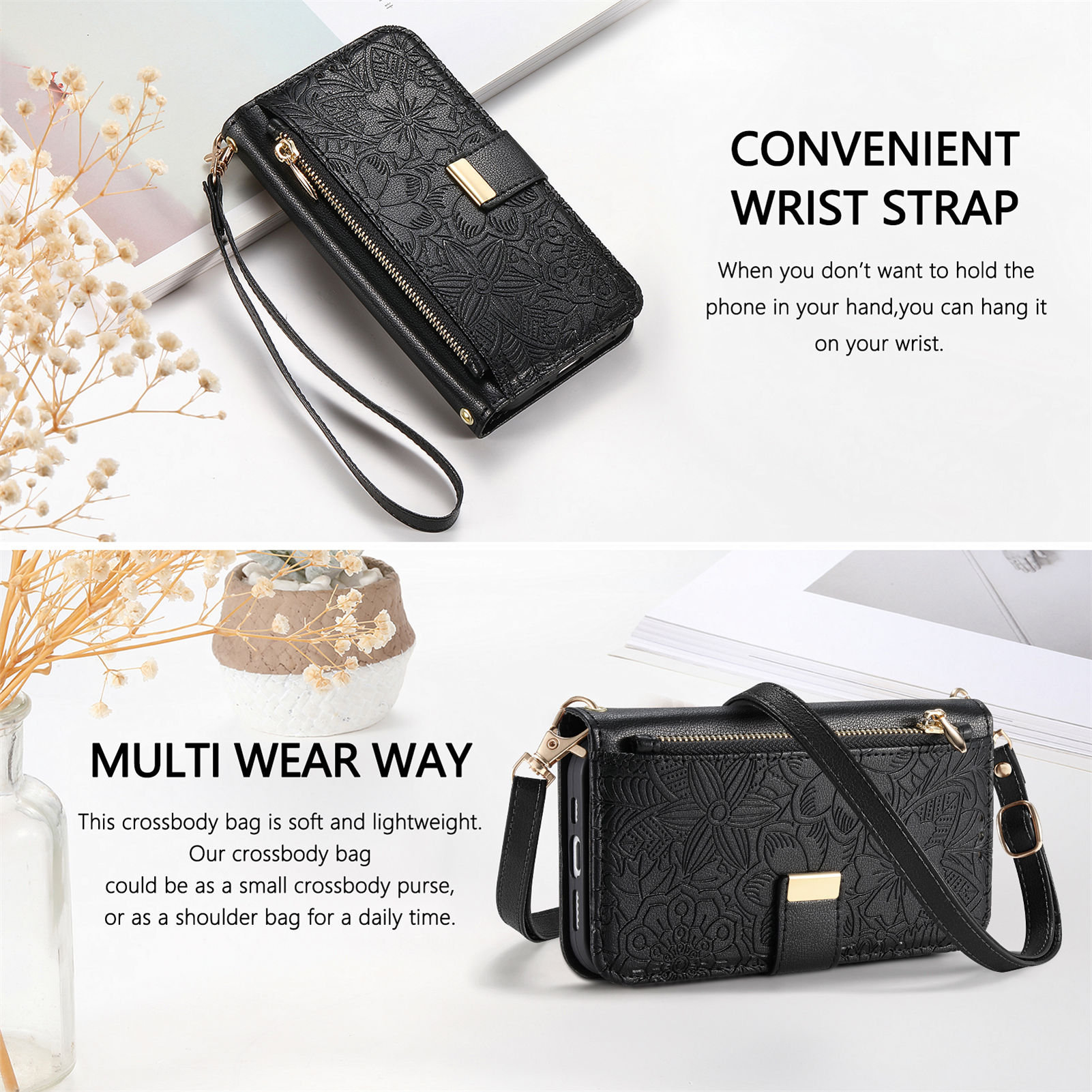 Leather Zipper Crossbody Flip  - đánh giá và giá Phone Cases With Wallet