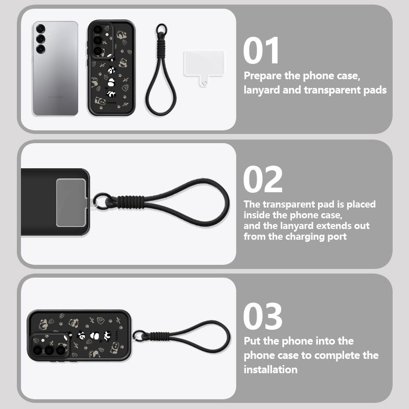 Cartoon Panda Pattern Lanyard  - đánh giá và giá Phone Cases Galaxy A17